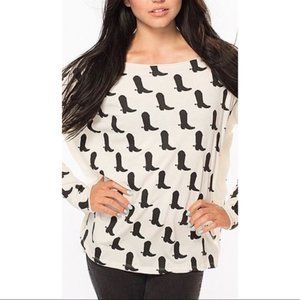 Southward Cowboy Boot Print Sweater - S/M
